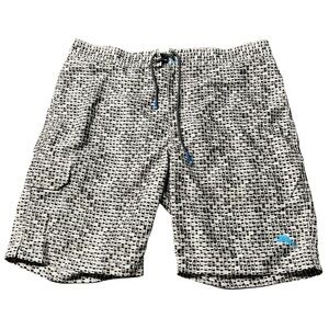 Tommy Bahama Black, Gray and White Board Shorts with Modern Pattern Size Large